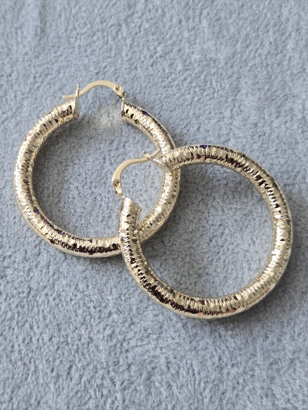 Gold Filled Hoop Hollow Diamond Cut Meduim Earrings
